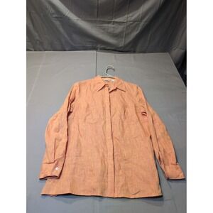 Richard Malcolm Irish Linen Shirt Womens M Peach Orange Button Down Top
